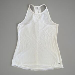 Apana Strappy Training Tank Top Size SMALL White Mesh‎ Hem Racerback Yoga